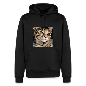 Tabby Katze Porträt - Männer Premium Bio Hoodie - Schwarz - Vorne - Nico (187cm)