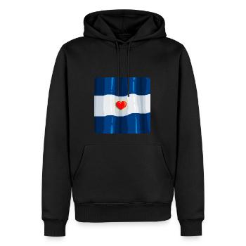 Hinweis Herz - Männer Premium Bio Hoodie - Schwarz - Vorne - Nico (187cm)