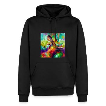 Bunter, lebendiger psychedelischer Schmetterlings-Retro-Stil - Männer Premium Bio Hoodie - Schwarz - Vorne - Nico (187cm)