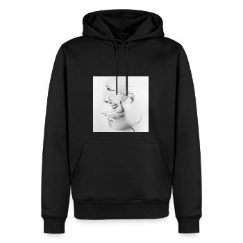 Linear abstract drawing of a female portrait - Men’s Premium Organic Hoodie - black - Front - Nico (187cm)