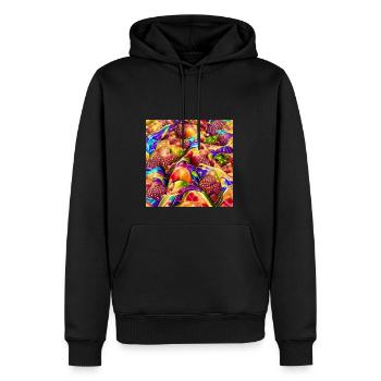 Psychedelische bunte Früchte - Männer Premium Bio Hoodie - Schwarz - Vorne - Nico (187cm)