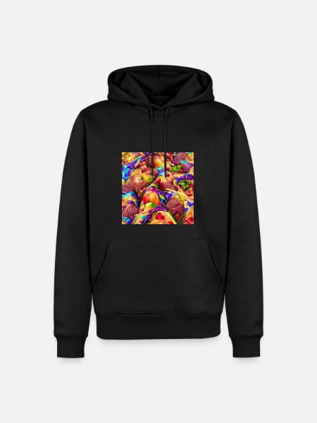Psychedelische bunte Früchte - Männer Premium Bio Hoodie - Schwarz