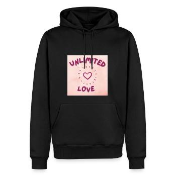 GRENZENLOSE LIEBE - Männer Premium Bio Hoodie - Schwarz - Vorne - Nico (187cm)