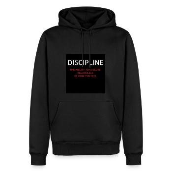 Discipline - Men’s Premium Organic Hoodie - black - Front - Nico (187cm)