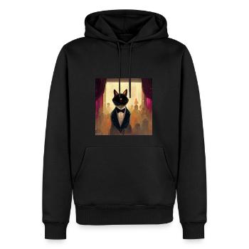 Chat de salle de bal - Sweat à capuche Premium bio Homme - noir - Devant - Nico (187cm)