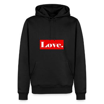 love1 - Männer Premium Bio Hoodie - Schwarz - Vorne - Nico (187cm)