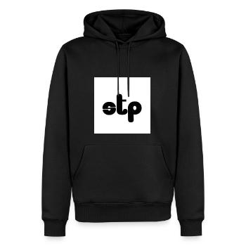STP - Männer Premium Bio Hoodie - Schwarz - Vorne - Nico (187cm)