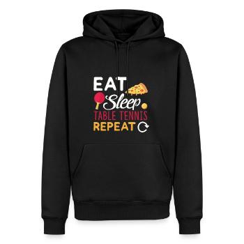 Manger dormir Jouer au tennis de table Répéter - Sweat à capuche Premium bio Homme - noir - Devant - Nico (187cm)