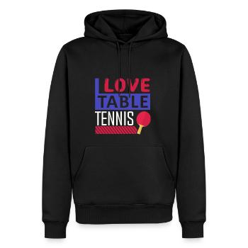 J’adore jouer au tennis de table, joueur de tennis de table - Sweat à capuche Premium bio Homme - noir - Devant - Nico (187cm)