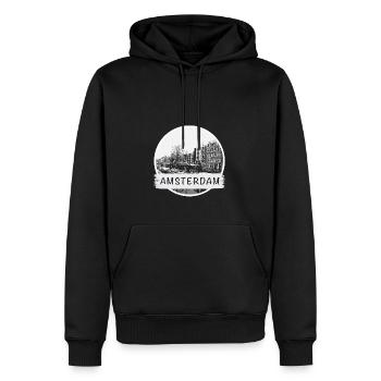 Ville d’Amsterdam - Sweat à capuche Premium bio Homme - noir - Devant - Nico (187cm)