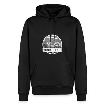 Brüssel City - Männer Premium Bio Hoodie - Schwarz - Vorne - Nico (187cm)