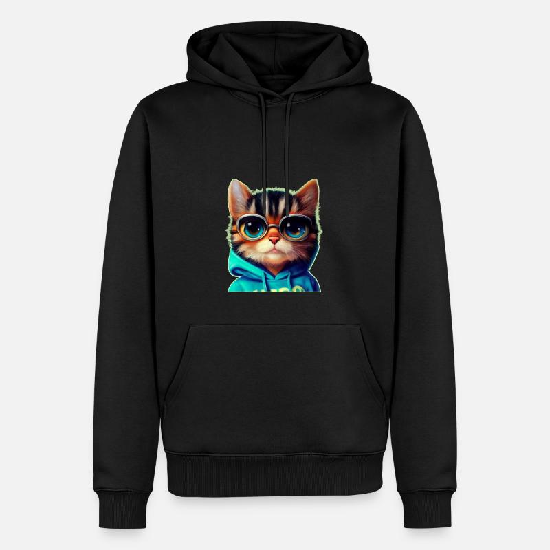 Chat avec lunettes - Sweat à capuche Premium bio Homme - noir