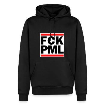 FCK PML Weißer Hintergrund - Männer Premium Bio Hoodie - Schwarz - Vorne - Nico (187cm)