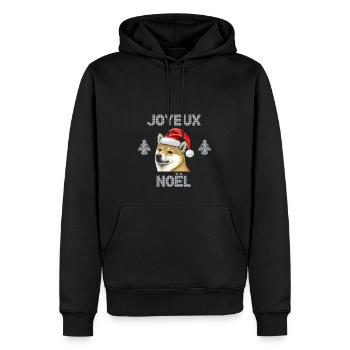 shiba inu doge coin pull noel joyeux noël chien - Sweat à capuche Premium bio Homme - noir - Devant - Nico (187cm)