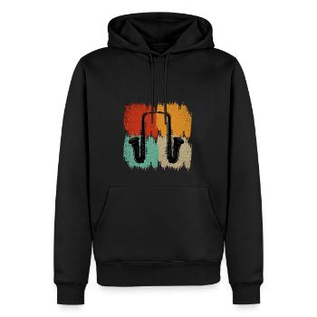 Saxophone rétro - Sweat à capuche Premium bio Homme - noir - Devant - Nico (187cm)