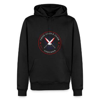 True Crime Club Indiana, Murderino Murder Show - Sweat à capuche Premium bio Homme - noir - Devant - Nico (187cm)