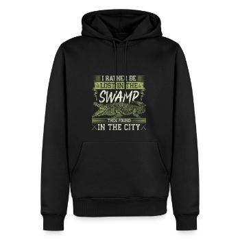 Alligator Hunter, Rather Be Lost In Swamp, Gator - Men’s Premium Organic Hoodie - black - Front - Nico (187cm)