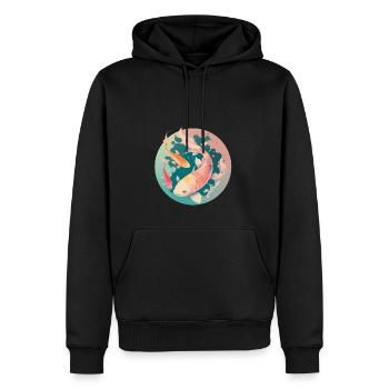 Carpe koi - illustration - Sweat à capuche Premium bio Homme - noir - Devant - Nico (187cm)