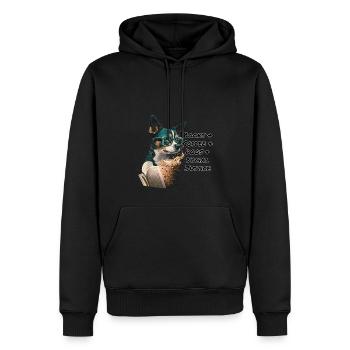Bücher und Kaffee und Hunde und soziale Gerechtigkeit - Männer Premium Bio Hoodie - Schwarz - Vorne - Nico (187cm)
