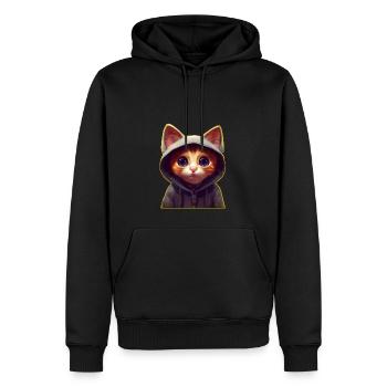 Chat mignon avec sweat à capuche - Sweat à capuche Premium bio Homme - noir - Devant - Nico (187cm)