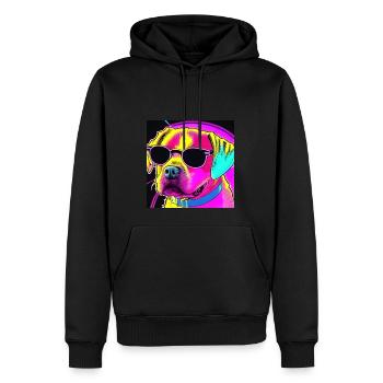 Dog with glasses - Men’s Premium Organic Hoodie - black - Front - Nico (187cm)