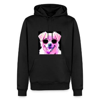 Chien avec des lunettes - Sweat à capuche Premium bio Homme - noir - Devant - Nico (187cm)