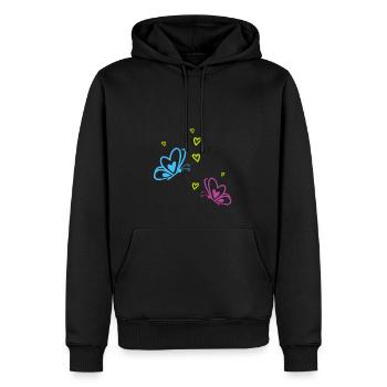 MU021 Butterfly and heart decor sticker - Men’s Premium Organic Hoodie - black - Front - Nico (187cm)