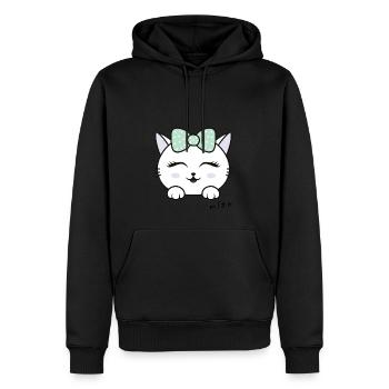 Katze miaw Liebe, Katzenliebhaber, miaw, miau - Männer Premium Bio Hoodie - Schwarz - Vorne - Nico (187cm)