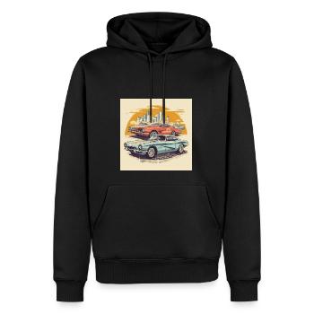 Retro Sports Car Vintage Commercial Billboard - Men’s Premium Organic Hoodie - black - Front - Nico (187cm)