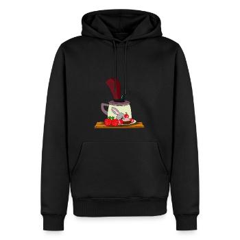 Le goûter du lapin - Sweat à capuche Premium bio Homme - noir - Devant - Nico (187cm)