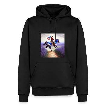 Cowboy - Männer Premium Bio Hoodie - Schwarz - Vorne - Nico (187cm)