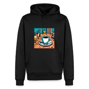 Amateur de café - Sweat à capuche Premium bio Homme - noir - Devant - Nico (187cm)