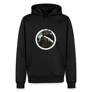 Train Life : Puissance à vapeur - Sweat à capuche Premium bio Homme - noir - Devant - Nico (187cm)