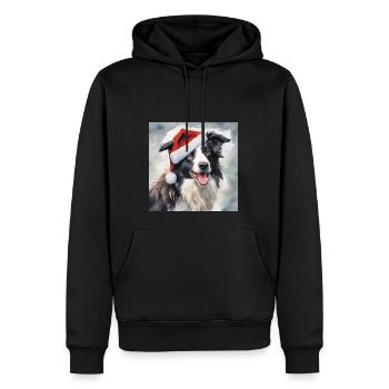 Border Collie Weihnachtsmütze - Männer Premium Bio Hoodie - Schwarz - Vorne - Nico (187cm)