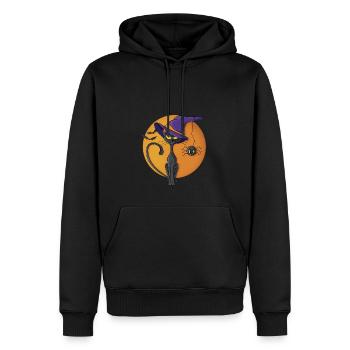 Chat noir et araignée - Sweat à capuche Premium bio Homme - noir - Devant - Nico (187cm)
