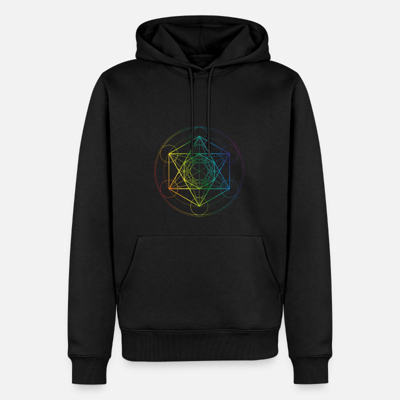 Metatrons Cube rainbow - Männer Premium Bio Hoodie - Schwarz