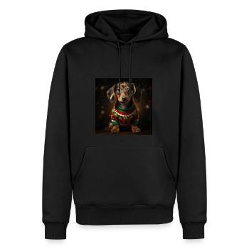Weihnachten Dackel - Männer Premium Bio Hoodie - Schwarz - Vorne - Nico (187cm)