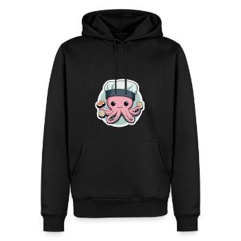 Chef sushi pieuvre 02 - Sweat à capuche Premium bio Homme - noir - Devant - Nico (187cm)
