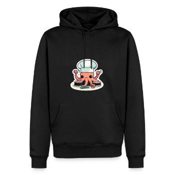 Chef sushi pieuvre 01 - Sweat à capuche Premium bio Homme - noir - Devant - Nico (187cm)