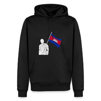 Temple du Cambodge Khmer Vintage drapeau je cadeau - Sweat à capuche Premium bio Homme - noir - Devant - Nico (187cm)