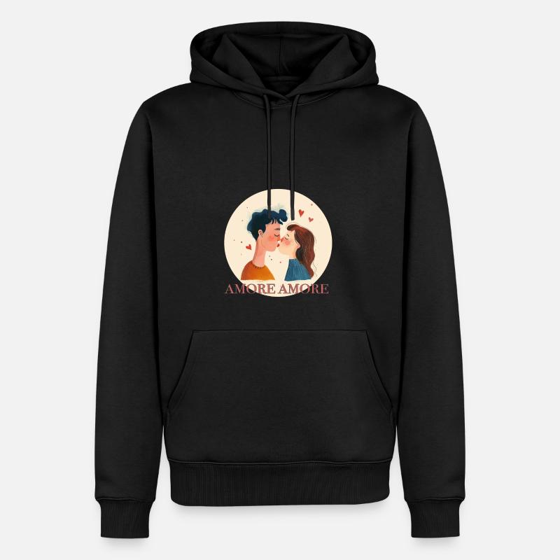 Amore Amore - Männer Premium Bio Hoodie - Schwarz