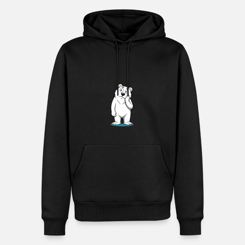 Perplexed Eisbär: Neugieriger Cartoon-Bär - Männer Premium Bio Hoodie - undefined