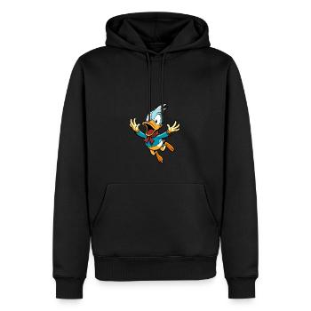 Canard effrayé lunatique prenant le vol Cartoon - Sweat à capuche Premium bio Homme - noir - Devant - Nico (187cm)