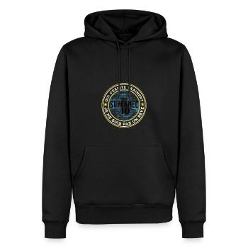 "T-Shirt Homme 40 Ans - L'Authentique Supermec - Sweat à capuche Premium bio Homme - noir - Devant - Nico (187cm)
