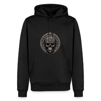 Maya Skull - Männer Premium Bio Hoodie - Schwarz - Vorne - Nico (187cm)