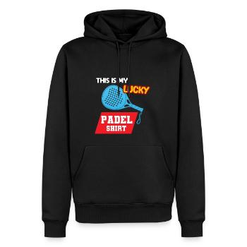 Padel Paddel Schläger Tennis Sport I Geschenk - Männer Premium Bio Hoodie - Schwarz - Vorne - Nico (187cm)