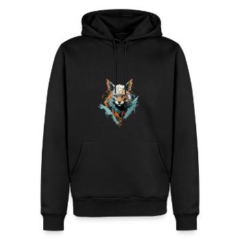 Le renard murmure l’élégance - Sweat à capuche Premium bio Homme - noir - Devant - Nico (187cm)