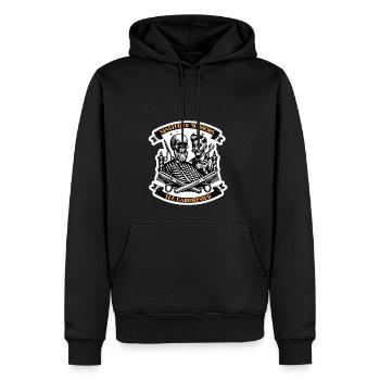 MEISTER DER SCHERE, DER FRISEUR - Männer Premium Bio Hoodie - Schwarz - Vorne - Nico (187cm)