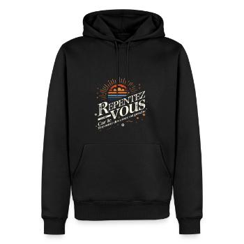 Repent, for the kingdom of heaven is at hand - Men’s Premium Organic Hoodie - black - Front - Nico (187cm)