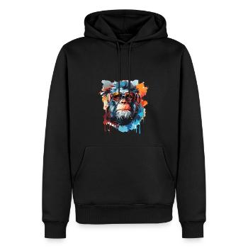 Affenkopf in Cool - Männer Premium Bio Hoodie - Schwarz - Vorne - Nico (187cm)